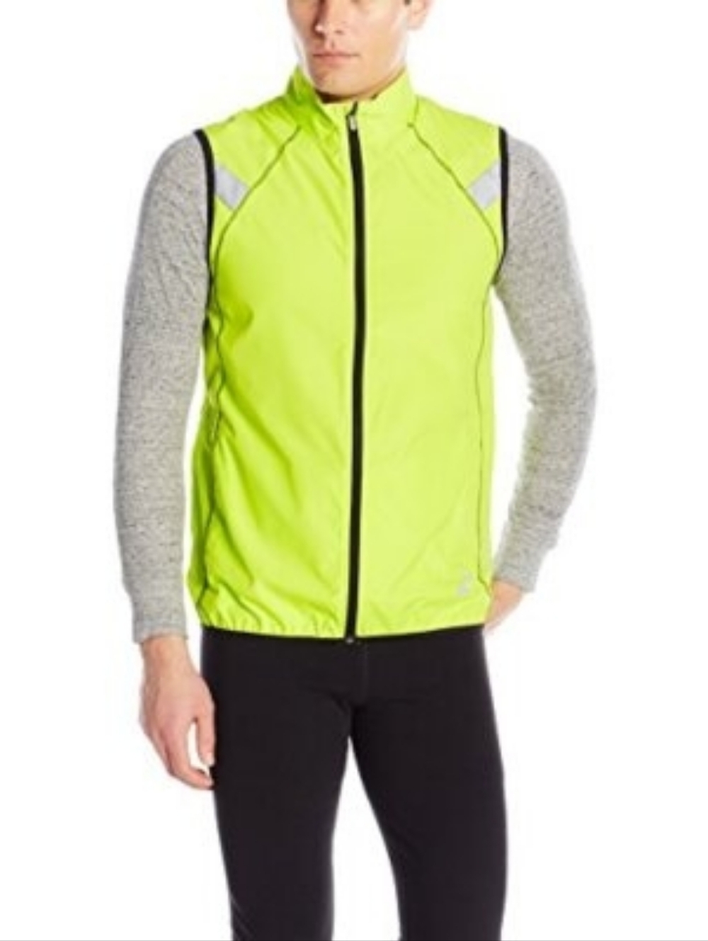 ASICS Neon Yellow Running Vest Reflective Zip Lightweight Size Small